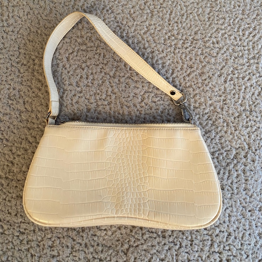 Friday by JW Pei Cream Croc Shoulder Bag
